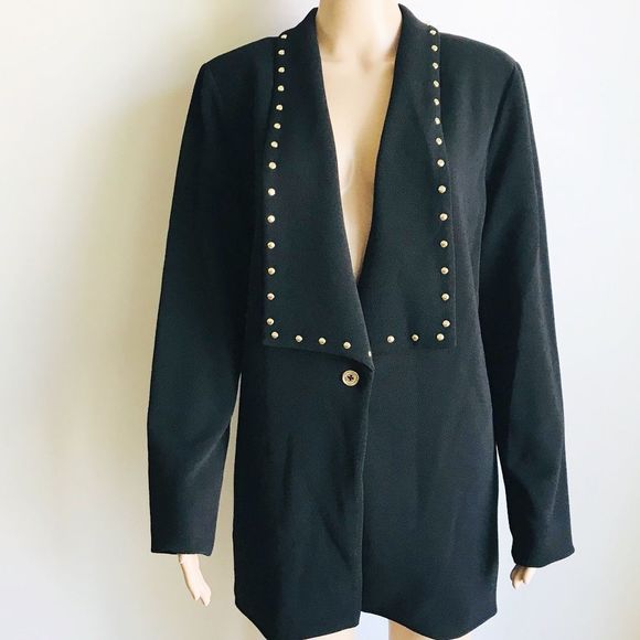 Michael Kors Studded Black Blazer‎ Jacket  Career Office Minimalist Small NWT - Picture 1 of 6